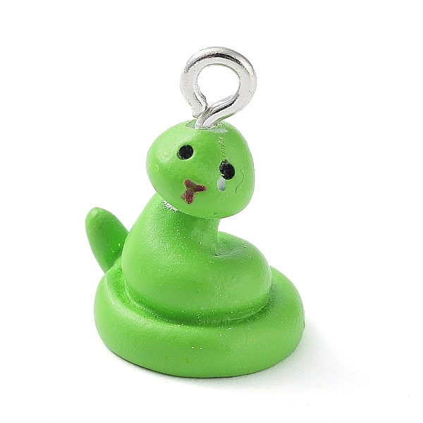

PandaHall Opaque Resin Pendants, Animal Charms with Platinum Plated Iron Loops, Snake, 15.5x7.5x6.5mm, Hole: 1.8mm Iron+Resin Snake