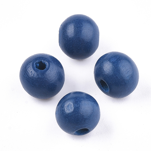 

PandaHall Painted Natural Wood Beads, Round, Marine Blue, 10x8.5~9mm, Hole: 2~3mm Schima Wood Round Blue