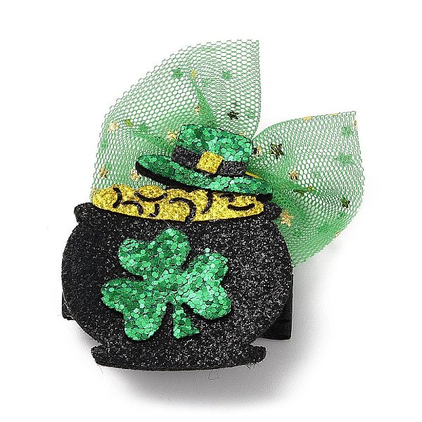 

PandaHall Saint Patrick's Day Sequins Felt Alligator Hair Clips, with Iron Clips, for Girl Child, Jar, 80x50x13.5mm Felt Bottle