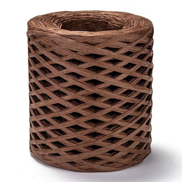 

PandaHall Raffia Ribbon, Packing Paper String, for Gift Wrapping, Party Decor, Craft Weaving, Saddle Brown, 3~4mm, about 200m/roll Paper