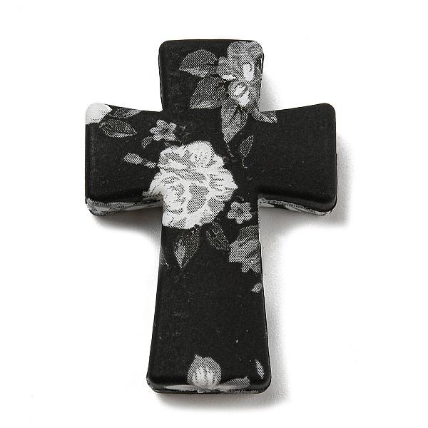 

PandaHall Cross with Flower Silicone Focal Beads, Chewing Beads For Teethers, DIY Nursing Necklaces Making, Black, 35x25x8mm, Hole: 2mm...