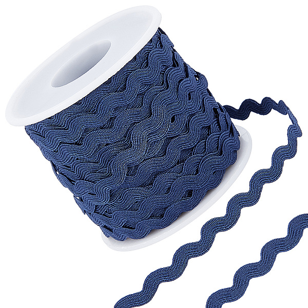 

PandaHall GORGECRAFT 27yard/25m Rick Rack Trim Ribbon Dark Blue Wave Sewing Bending Fringe Trim 5mm/0.2 inch for DIY Sewing Crafts Wedding...