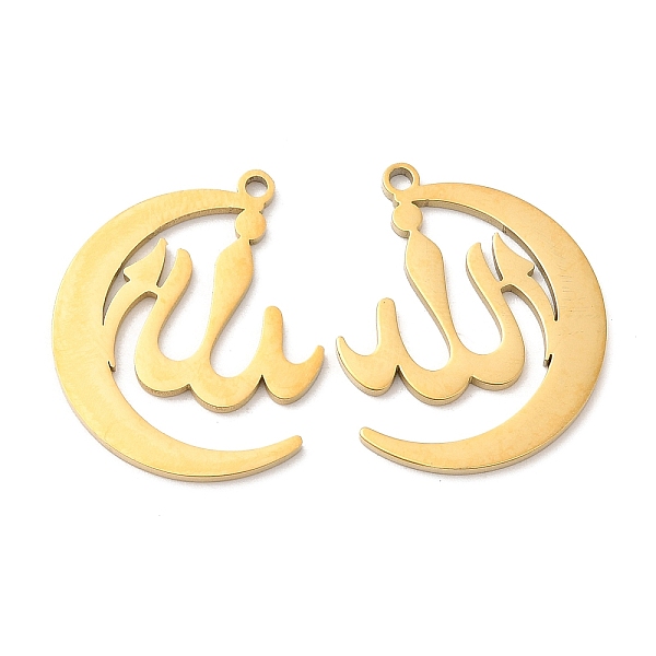 

PandaHall 304 Stainless Steel Pendants, Moon Charm, Real 18K Gold Plated, 24x20x1.5mm, Hole: 1.6mm 304 Stainless Steel Moon