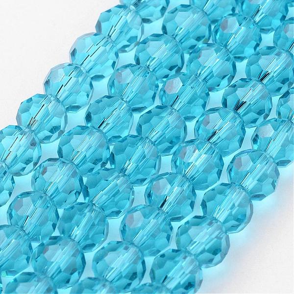 

PandaHall Transparent Glass Bead Strands, Imitate Austrian Crystal, Faceted(32 Facets), Round, Sky Blue, 10mm, Hole: 1mm, about...