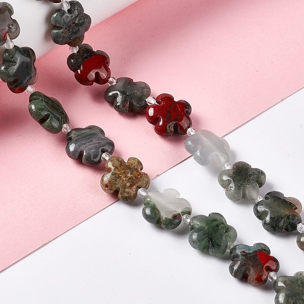 

PandaHall Natural African Bloodstone Beads Strands, 5-Petal Flower, 15x5.5mm, Hole: 1.2mm, about 27pcs/strand, 17.13''(43.5cm) Bloodstone...