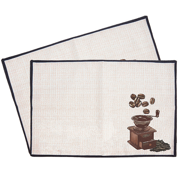 PandaHall Coffee Theme Cotton and Linen Cup Mats, Daily Supplies, Rectangle with Word, Other Pattern, 350x500mm Cotton Others