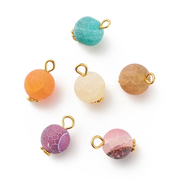 

PandaHall Natural Weathered Agate Pendants, with Golden Tone Alloy & Iron Findings, Round Charm, Dyed, Mixed Color, 15~16x9.5~10mm, Hole..., Multicolor