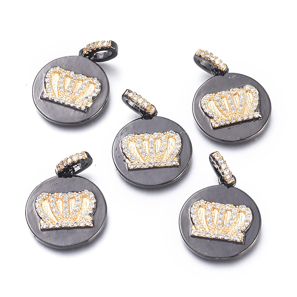 

PandaHall Brass Micro Pave Cubic Zirconia Pendants, with Tube Bails, Long-Lasting Plated, Cadmium Free & Lead Free & Nickel Free, Flat Round..., Clear