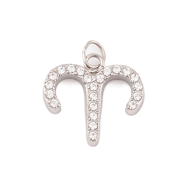 

PandaHall 316 Stainless Steel Micro Pave Cubic Zirconia Pendants, with Jump Rings, Stainless Steel Color, 12 Constellation Charm, Stainless..., Clear