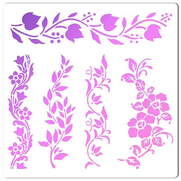 

PandaHall GORGECRAFT 11.8x11.8" Flower Hollow Out Stencils Flower Vine Drawing Templates Reusable Large Size Spring Garden DIY Drawing...