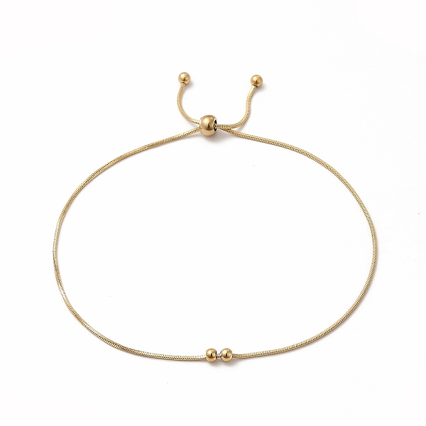 

PandaHall Ion Plating(IP) 304 Stainless Steel Round Beaded Round Snake Chains Slider Bracelet for Women, Real 14K Gold Plated, 9-1/2 inch...