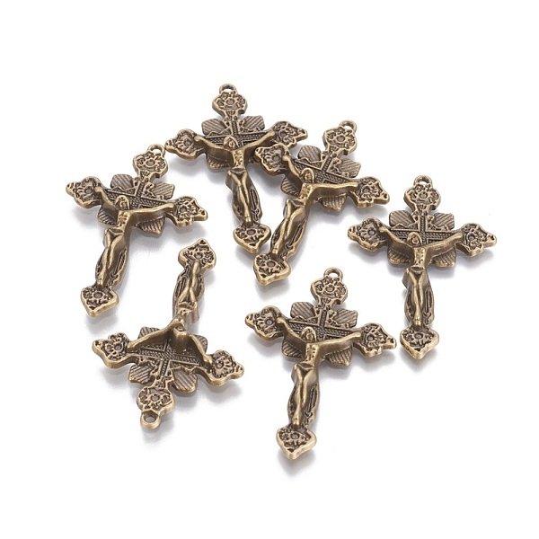 

PandaHall Tibetan Style Alloy Pendants, For Easter, Cadmium Free & Nickel Free & Lead Free, Crucifix Cross, Antique Bronze, 48x31x5mm, Hole...