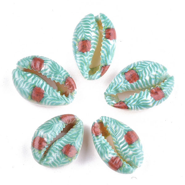 

PandaHall Printed Cowrie Shell Beads, No Hole/Undrilled, Colorful, 20~25x13~17x7~8mm Cowrie Shell Shell Shape
