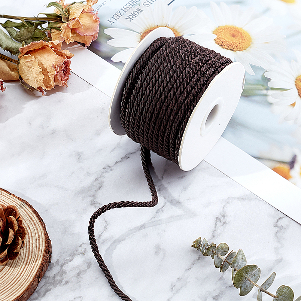 

PandaHall Nylon Threads, Milan Cords/Twisted Cords, Coconut Brown, 3.0mm, about 27.34 yards(25m)/roll Nylon
