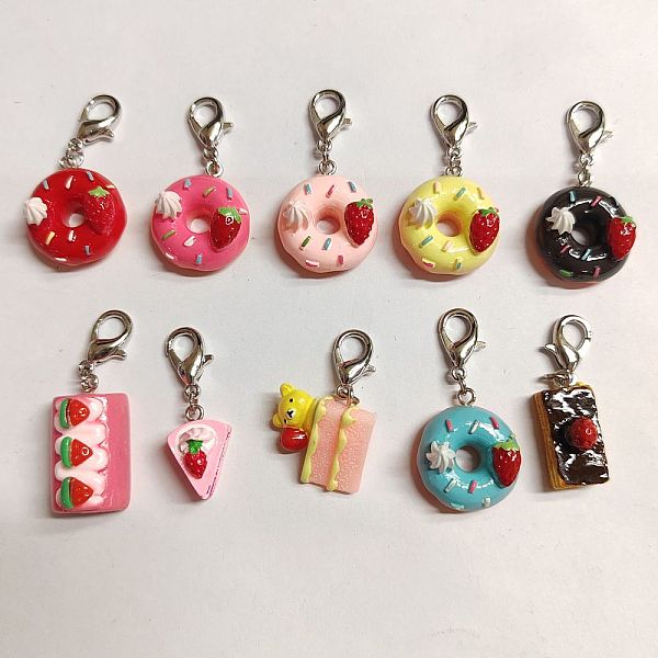 

PandaHall 10 Pcs Cake Stitch Markers, Resin Dessert Crochet Doughnut Stitch Marker Charms Locking Stitch Marker DIY Handmade Gift for..., Multicolor