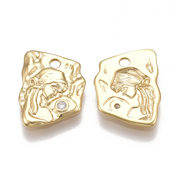

PandaHall Brass Pendants, with Cubic Zirconia, Polygon with Woman, Nickel Free, Real 18K Gold Plated, 16x12x2mm, Hole: 1.5mm Brass+Cubic..., Clear