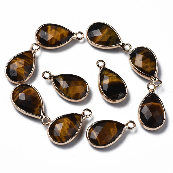 

PandaHall Natural Tiger Eye Pendants, Faceted, with Golden Plated Brass Edge and Loop, Teardrop, 16.5x9x4.5mm, Hole: 1.6mm Tiger Eye...