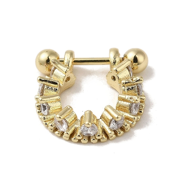 

PandaHall Rack Plating Brass Pave Clear Cubic Zirconia Nose Studs for Women Men, Real 18K Gold Plated, 14x3.5mm Brass+Cubic Zirconia Clear