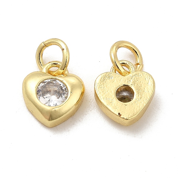 

PandaHall Brass Micro Pave Clear Cubic Zirconia Charms, with Jump Ring, Heart Charm, Real 18K Gold Plated, 9x7.5x3mm, Hole: 3.5mm...
