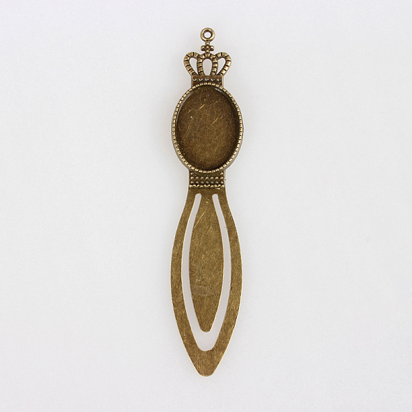 

PandaHall Antique Bronze Iron Bookmark Cabochon Settings, Crown with Alloy Oval Tray, Cadmium Free & Nickel Free & Lead Free, 102x20x3mm...