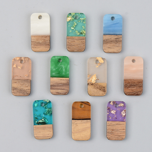 

PandaHall Resin & Walnut Wood Pendants, Rectangle, Mixed Style, Mixed Color, 21.5x10x3mm, Hole: 2mm Resin+Wood Rectangle Multicolor
