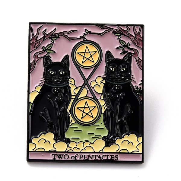 

PandaHall Fashion Tarot Card Enamel Pin, Rectangle Alloy Brooch for Backpack Clothes, Electrophoresis Black, Two of Pentacles, 30x25x2mm...