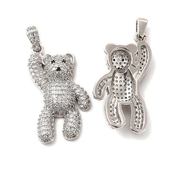 

PandaHall Brass Micro Pave Cubic Zirconia Pendants, Bear Charms, Platinum, 31x16x5.5mm, Hole: 4x2.5mm Brass+Cubic Zirconia Bear Clear