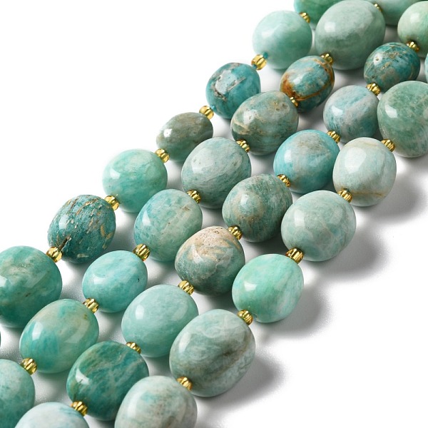 

PandaHall Natural Flower Amazonite Beads Strands, Oval, 9.5~19.5x8~13.5x5.5~13mm, Hole: 0.9~1.2mm, about 24~27pcs/strand, 14.96~15.55''...