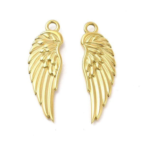 

PandaHall Ion Plating(IP) 304 Stainless Steel Pendants, Wing Charm, Real 14K Gold Plated, 29x9x2.5mm, Hole: 1.8mm 304 Stainless Steel Wing