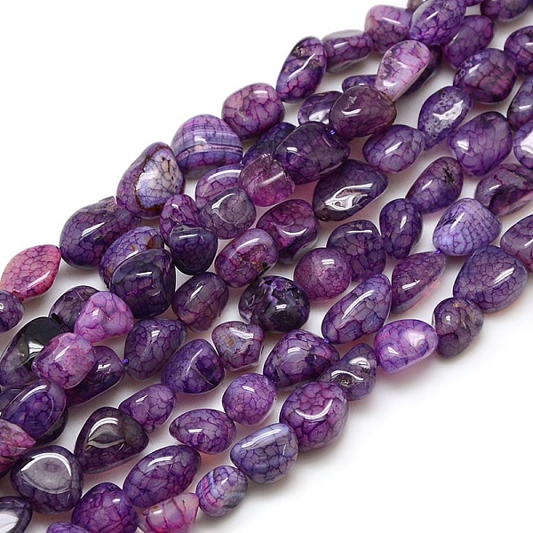 

PandaHall Nuggets Natural Crackle Agate Beads Strands, Dyed & Heated, Purple, 8~16x8~12x6~10mm, Hole: 1mm, about 30~40pcs/strand, 15~16 inch...
