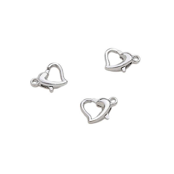 

PandaHall Brass Lobster Claw Clasps, Heart, Platinum, 12x11mm Brass Heart