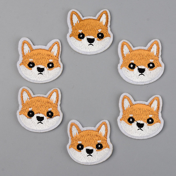 

PandaHall Computerized Embroidery Cloth Iron on/Sew on Patches, Appliques, Costume Accessories, Dog, Goldenrod, 33x34x1.5mm Cloth Dog Gold