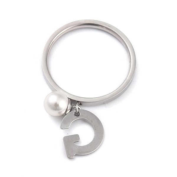 

PandaHall Dual-use Items, 304 Stainless Steel Finger Rings or Pendants, with Plastic Round Beads, Stainless Steel Color, White, Letter.G, US...