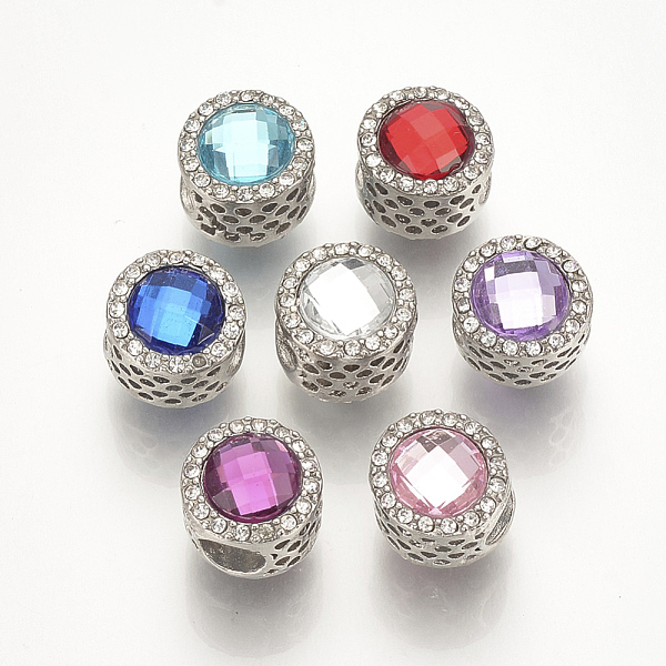 

PandaHall Alloy Rhinestone European Beads, with Acrylic Rhinestones, Large Hole Beads, Column, Mixed Color, 12x11.5mm, Hole: 5mm Acrylic..., Multicolor