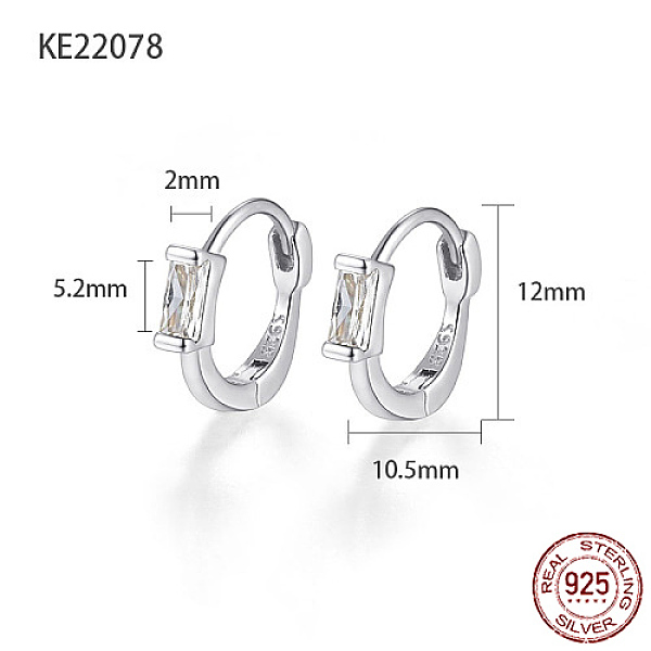 

PandaHall Rhodium Plated 925 Sterling Silver Pave Cubic Zirconia Rectangle Hoop Earrings for Women, with 925 Stamp, Platinum, Clear...
