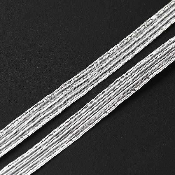 

PandaHall 144 Yards Sparkle Polyester Non Slip Knitted Elastic Cord, Elastic Band for Clothing Sewing, Silver, 7x0.6mm Elastic Fibre Flat...