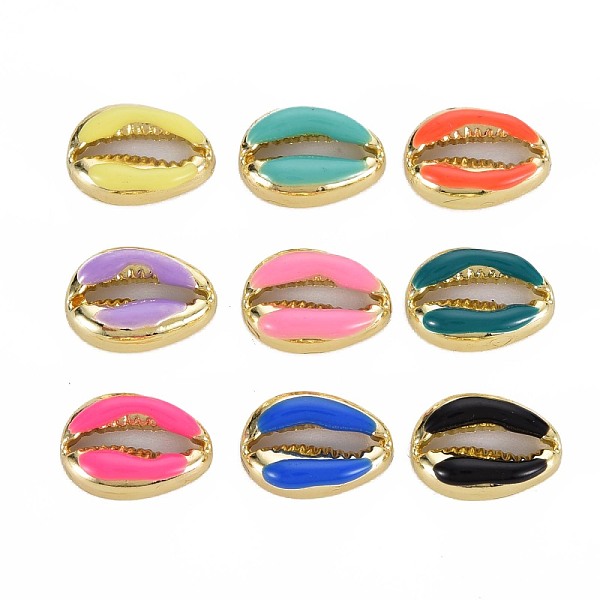 

PandaHall Rack Plating Alloy Charms, with Enamel, Cadmium Free & Lead Free, Cowrie Shell, Light Gold, Mixed Color, 8.5x12x3mm Alloy+Enamel..., Multicolor