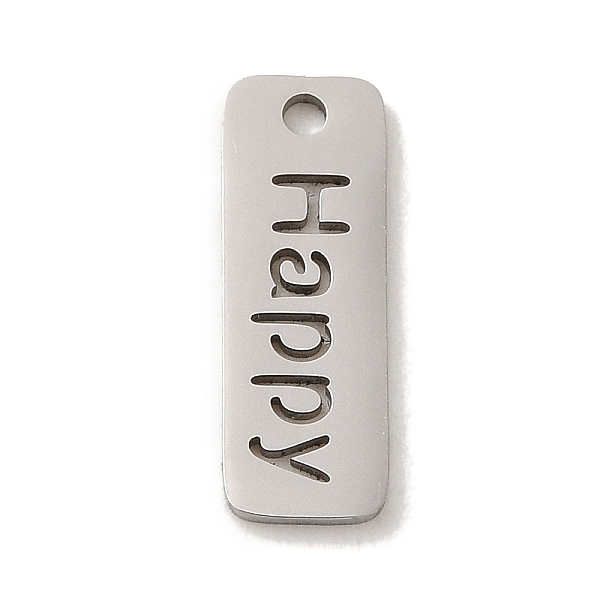 

PandaHall 201 Stainless Steel Pendants, Laser Cut, Rectangle with Happy Charm, Stainless Steel Color, 17x6x1mm, Hole: 1.5mm 201 Stainless...
