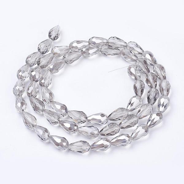 

PandaHall Electroplate Glass Beads Strands, AB Color Plated, Faceted Teardrop, Light Grey, 15x10mm, Hole: 1mm, 50pcs/strand, 27.1 inch Glass..., Gray