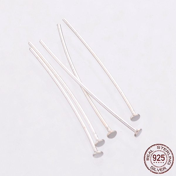 

PandaHall 925 Sterling Silver Flat Head Pins, Silver, 15x1.5x0.5mm, Head: 1.5mm Sterling Silver