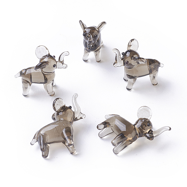 

PandaHall Home Decorations, Handmade Lampwork Display Decorations, Elephant, Gray, 20~22x10~12x19~22mm Lampwork Elephant Gray