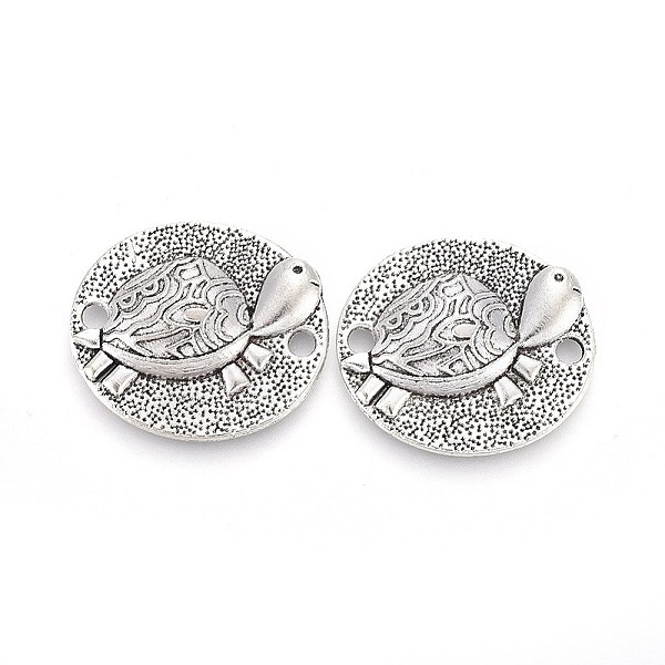 

PandaHall Tibetan Style Zinc Alloy Links connectors, Oval with Tortoise, Antique Silver, 24.5x21.5x4mm, Hole: 2mm Alloy Oval