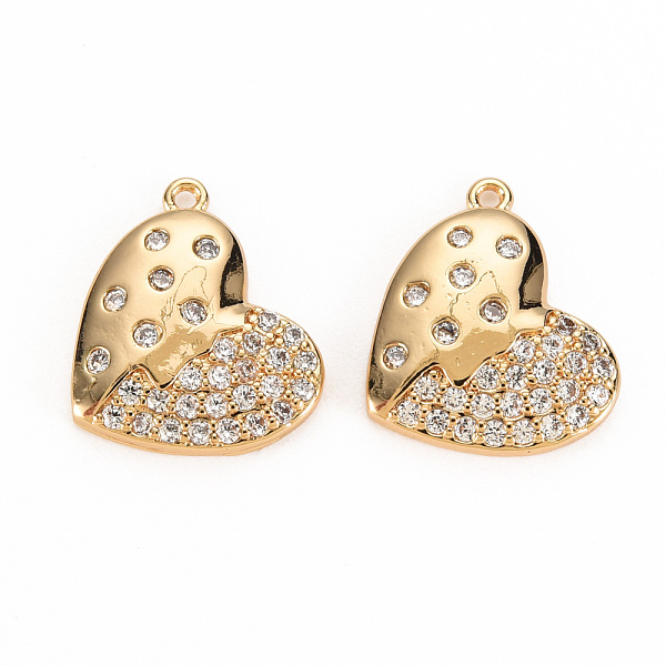 

PandaHall Brass Micro Pave Clear Cubic Zirconia Pendants, Nickel Free, Heart, Real 18K Gold Plated, 15x13x2mm, Hole: 1mm Brass+Cubic...