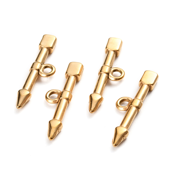 

PandaHall Ion Plating(IP) 304 Stainless Steel Toggle Clasps Parts, Bar, Arrow, Golden, 23.5x6.5x2.5mm, Hole: 1.8mm 304 Stainless Steel Arrow