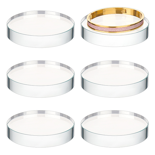 

PandaHall OLYCRAFT 6Pcs.1 inch Glass Round Display Block 0.6 inch Thick Polished Glass Display Stand Glass Disc Display Block Clear Pedestal...