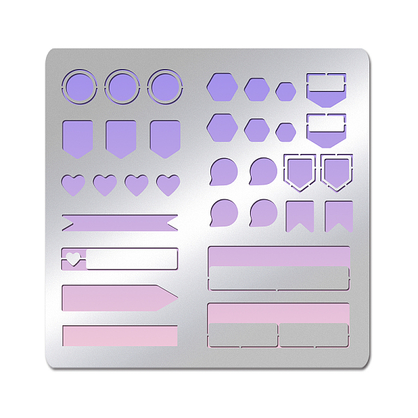 PandaHall BENECREAT 6x6inch Diary Elements Stainless Steel Stencils Template, Hearts Geometric Patterns Metal Stencil Templates Tool for...