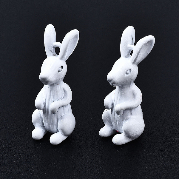 

PandaHall Spray Painted Brass Pendants, Rabbit, White, 19.5x8x8mm, Hole: 1.5mm Brass Rabbit White