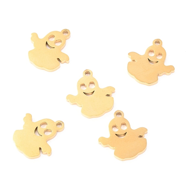 

PandaHall 304 Stainless Steel Charms, Laser Cut, for Halloween, Ghost, Golden, 12x11.5x1.1mm, Hole: 1mm 304 Stainless Steel Ghost