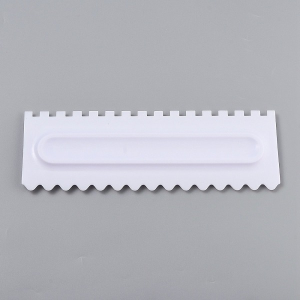 PandaHall Plastic Baking Edge Dough Scraper and Cutter Pastry Spatulas, for Cake Decoration Baking Tools, Rectangle, White, 217x73x9mm...