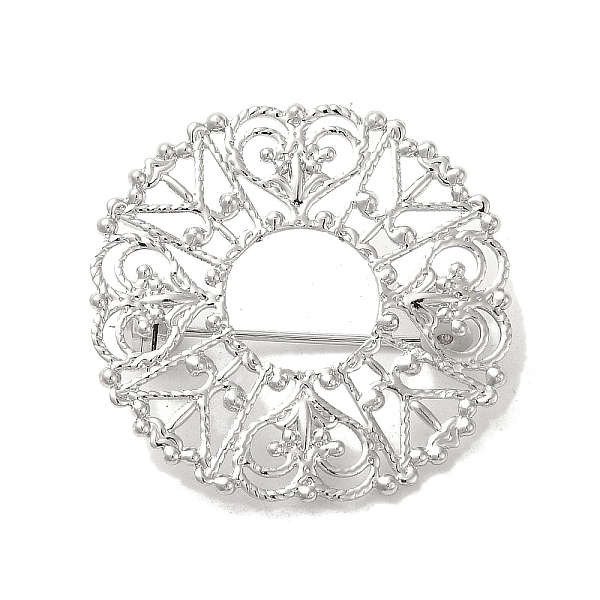 

PandaHall Rack Plating Brass Brooches, Long-Lasting Plated, Flat Round, Platinum, 30.5x6mm Brass Flat Round